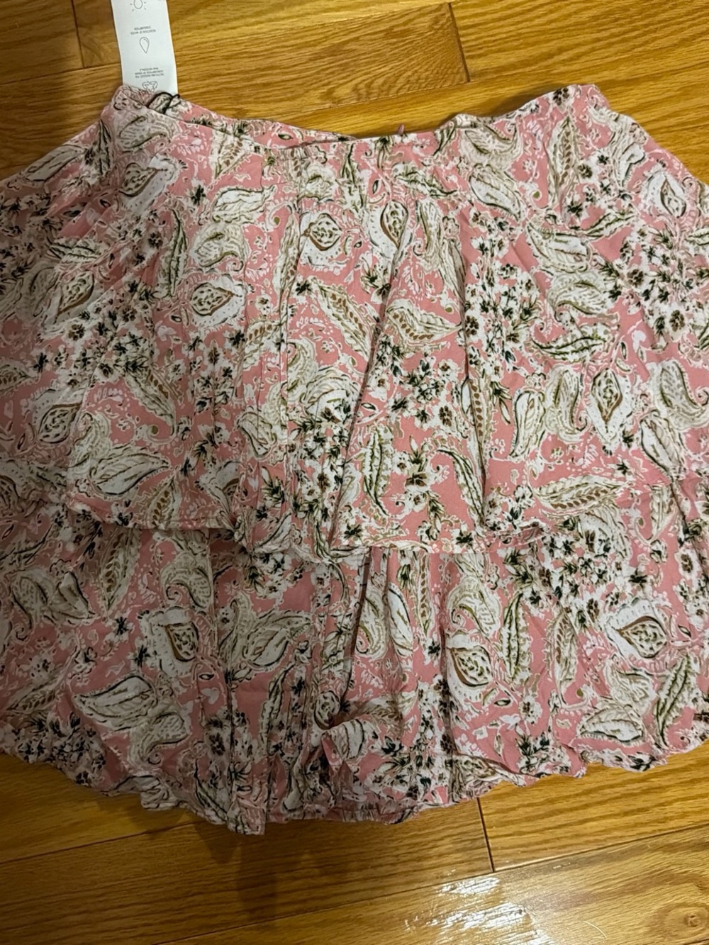 Zara Pink Paisley Tiered Skirt